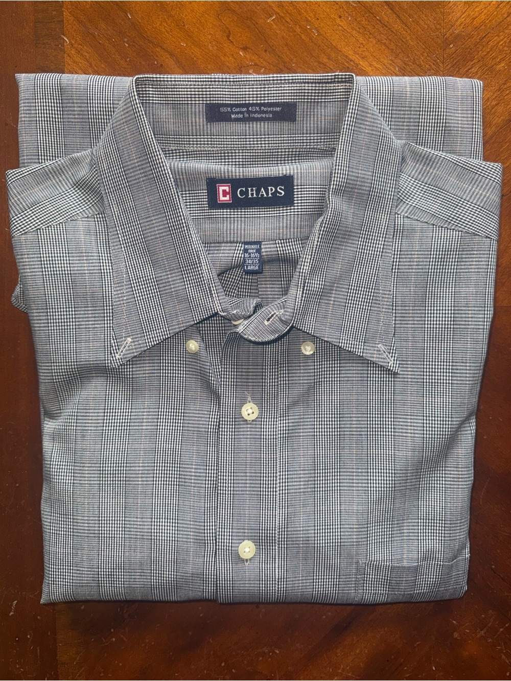 Chaps Men’s Checkered Button-Down Long Sleeve Shirt (Size: 16-16 1/2 & 34/35)